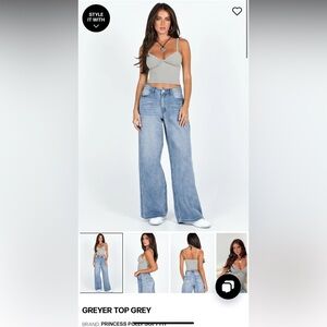 Princess Polly Light Gray Crop Top